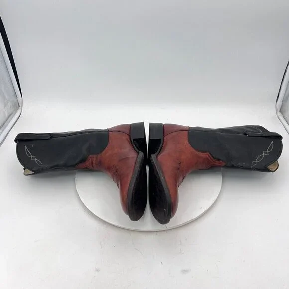 Dennard's Western Wear Men Size 9 Brown Black Color Block Leather Western Boot - Picture 9 of 16